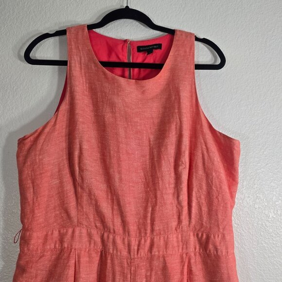 Banana Republic Jumpsuit Women Size 14 Coral Linen Sleeveless Wide Leg Resort - Picture 2 of 9